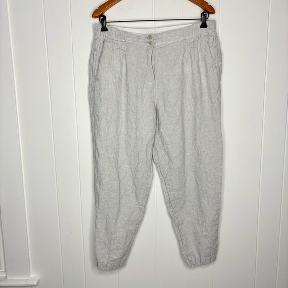 POETRY Tapered Trousers High-twist linen Ice Grey Women’s Size 14 100% Linen - Picture 3 of 10